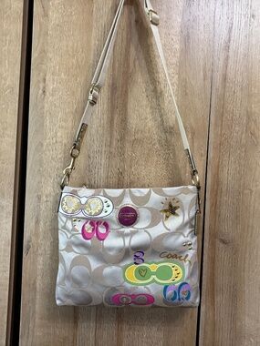 Y2K Coach F17585 Signature Poppy Glam Graffiti Crossbody Colorful with Hang tag